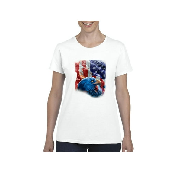 Women's T-Shirt Short Sleeve - American Flag 4th of July