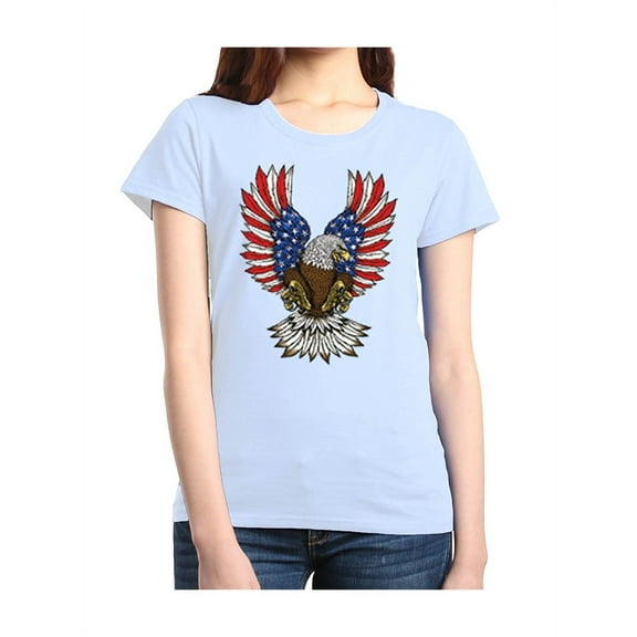 Women's T-Shirt Short Sleeve - American Flag 4th of July