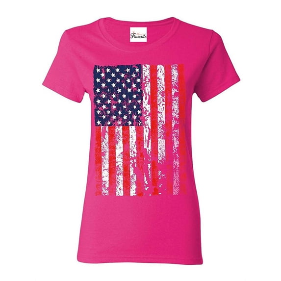 Women's T-Shirt Short Sleeve - American Flag 4th of July