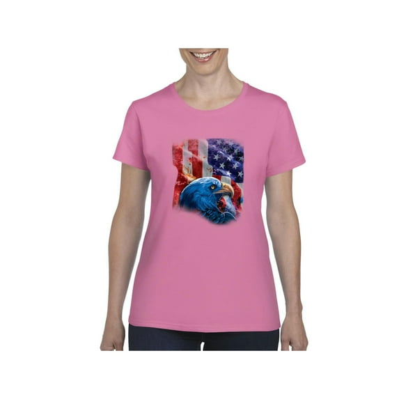 Women's T-Shirt Short Sleeve - American Flag 4th of July