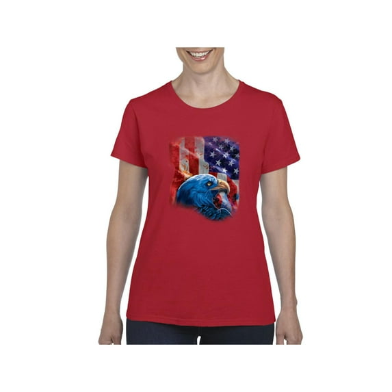 Women's T-Shirt Short Sleeve - American Flag 4th of July