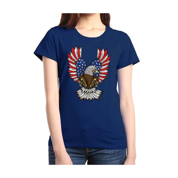Women's T-Shirt Short Sleeve - American Flag 4th of July