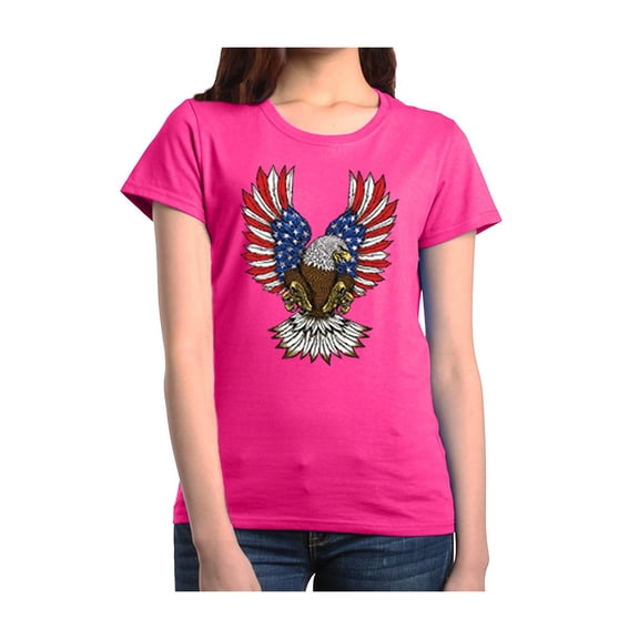 Women's T-Shirt Short Sleeve - American Flag 4th of July