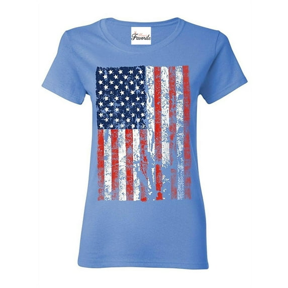 Women's T-Shirt Short Sleeve - American Flag 4th of July