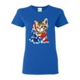 thumbnail image 1 of Women's T-Shirt Short Sleeve - American Flag Cat, 1 of 5