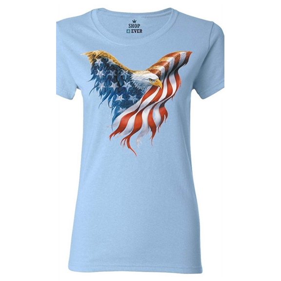 Women's T-Shirt Short Sleeve - American Flag Eagle USA