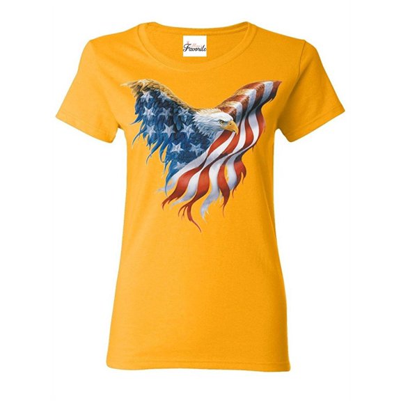 Women's T-Shirt Short Sleeve - American Flag Eagle USA