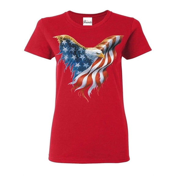 Women's T-Shirt Short Sleeve - American Flag Eagle USA