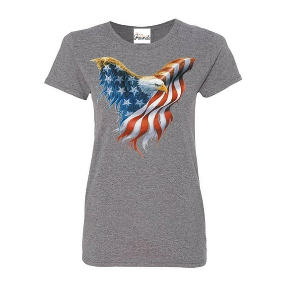 Women's T-Shirt Short Sleeve - American Flag Eagle USA