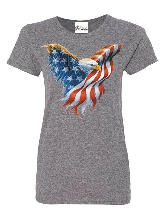 Women's T-Shirt Short Sleeve - American Flag Eagle USA