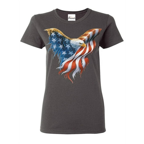 Women's T-Shirt Short Sleeve - American Flag Eagle USA