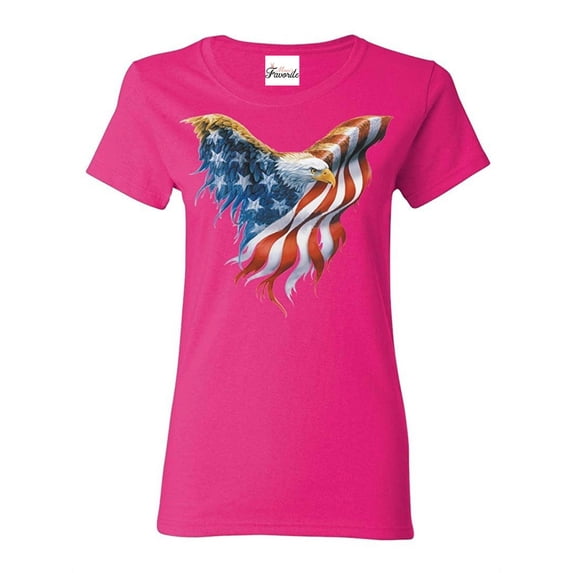 Women's T-Shirt Short Sleeve - American Flag Eagle USA