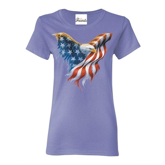 Women's T-Shirt Short Sleeve - American Flag Eagle USA