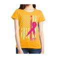 thumbnail image 1 of Women's T-Shirt Short Sleeve - Cancer Ribbon American Flag, 1 of 5