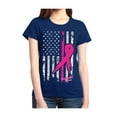 thumbnail image 1 of Women's T-Shirt Short Sleeve - Cancer Ribbon American Flag, 1 of 5