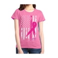 thumbnail image 1 of Women's T-Shirt Short Sleeve - Cancer Ribbon American Flag, 1 of 5