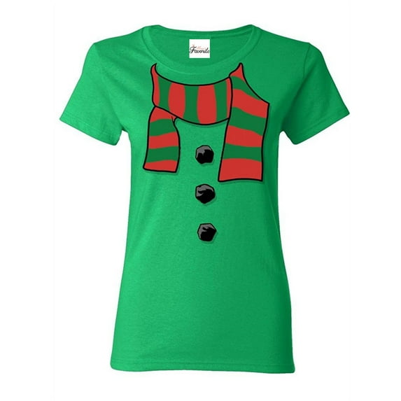 Women's T-Shirt Short Sleeve - Christmas Snowman Scarf
