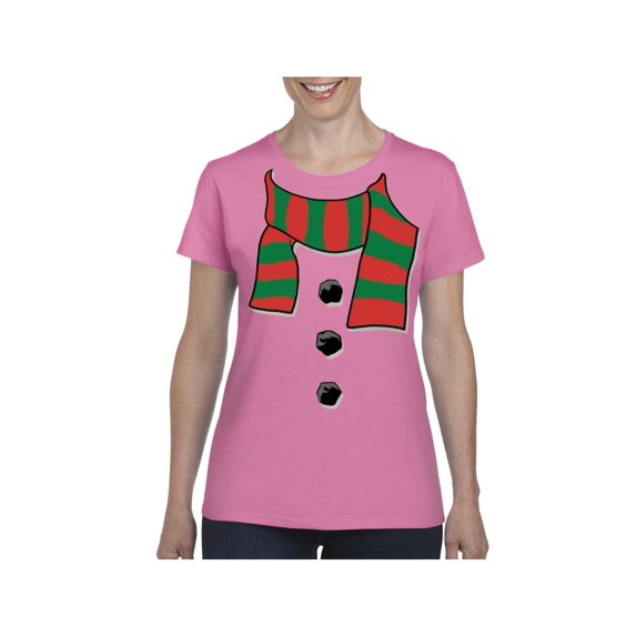 Women's T-Shirt Short Sleeve - Christmas Snowman Scarf