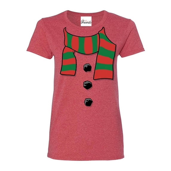 Women's T-Shirt Short Sleeve - Christmas Snowman Scarf