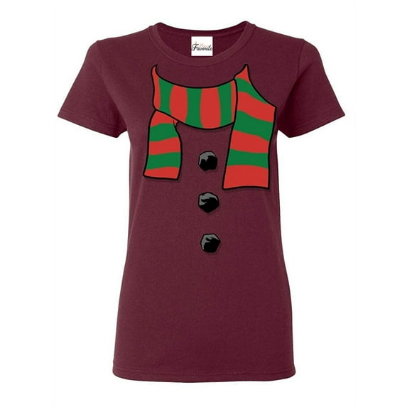 Women's T-Shirt Short Sleeve - Christmas Snowman Scarf