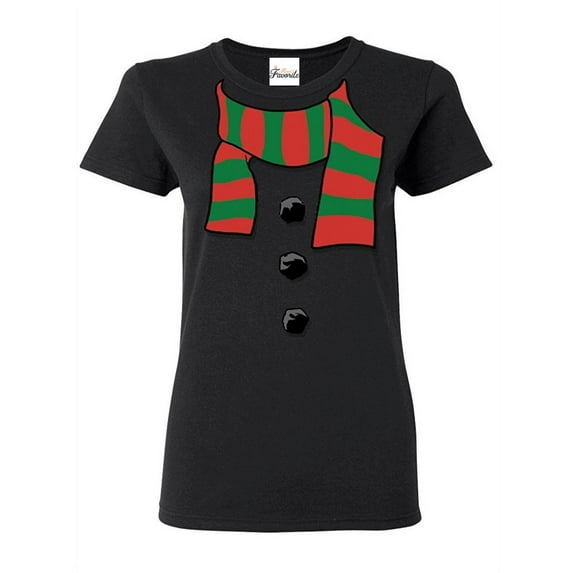 Women's T-Shirt Short Sleeve - Christmas Snowman Scarf