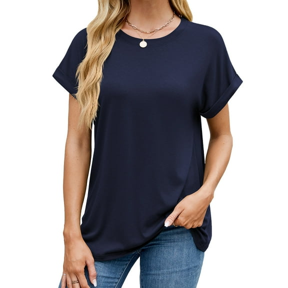 New Women's T Shirt Short Sleeve Crewneck Casual Tops