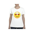 thumbnail image 1 of Women's T-Shirt Short Sleeve - Emoji Heart-Shaped Eyes, 1 of 5