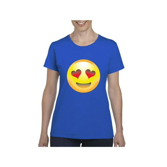 Women's T-Shirt Short Sleeve - Emoji Heart-Shaped Eyes