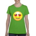 thumbnail image 1 of Women's T-Shirt Short Sleeve - Emoji Heart-Shaped Eyes, 1 of 5