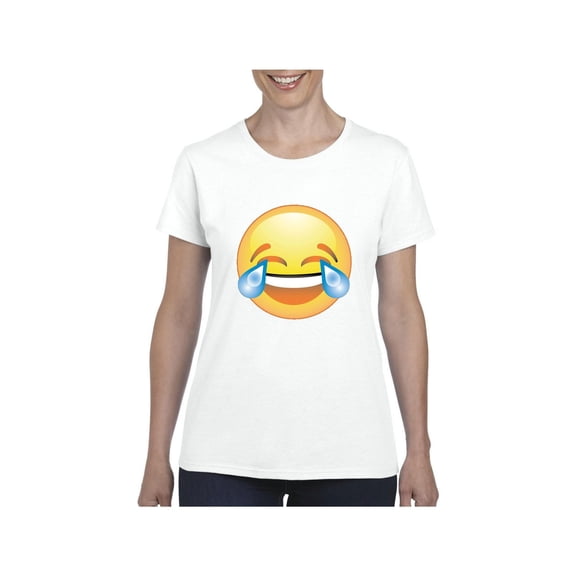 Women's T-Shirt Short Sleeve - Emoji Laughing Tears