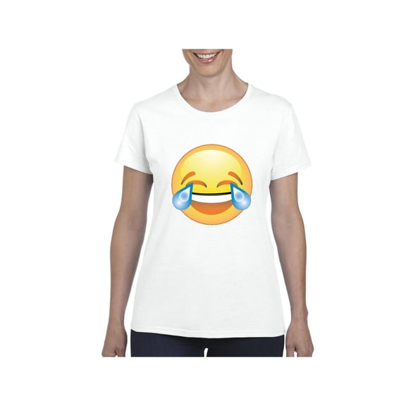 Women's T-Shirt Short Sleeve - Emoji Laughing Tears