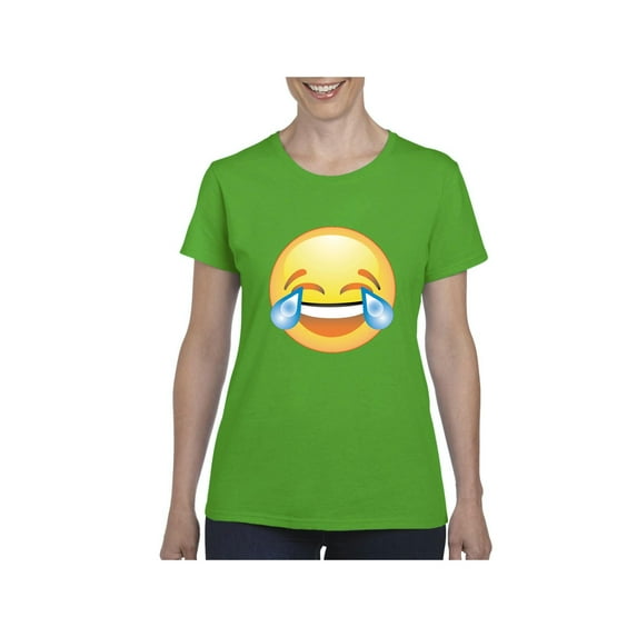 Women's T-Shirt Short Sleeve - Emoji Laughing Tears