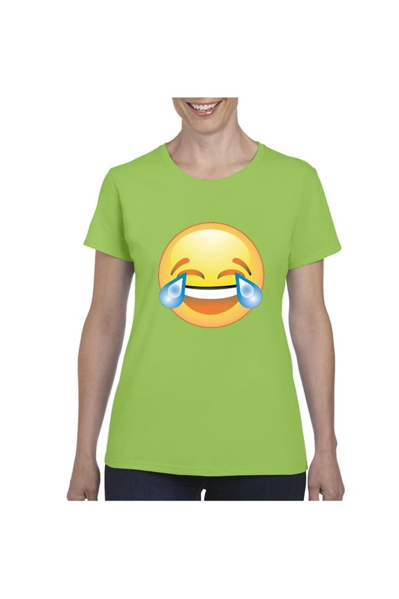 Women's T-Shirt Short Sleeve - Emoji Laughing Tears
