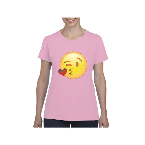 Women's T-Shirt Short Sleeve - Emoji Winky Face