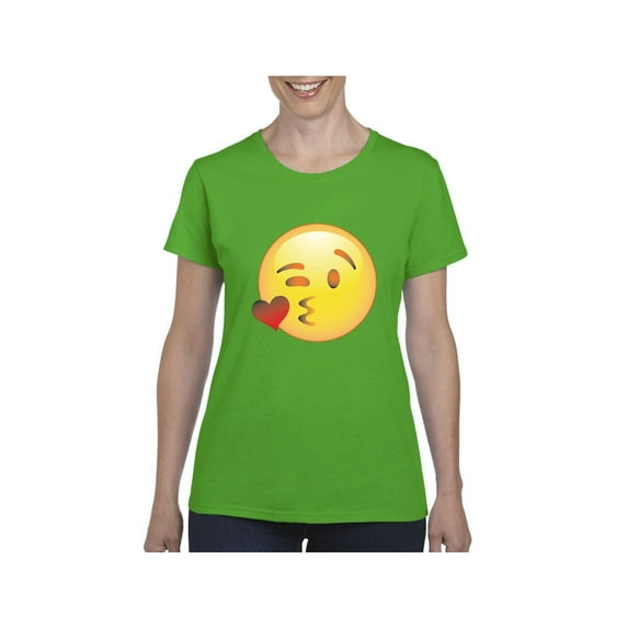 Women's T-Shirt Short Sleeve - Emoji Winky Face