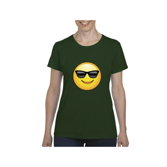 Women's T-Shirt Short Sleeve - Emoji with Sunglasses