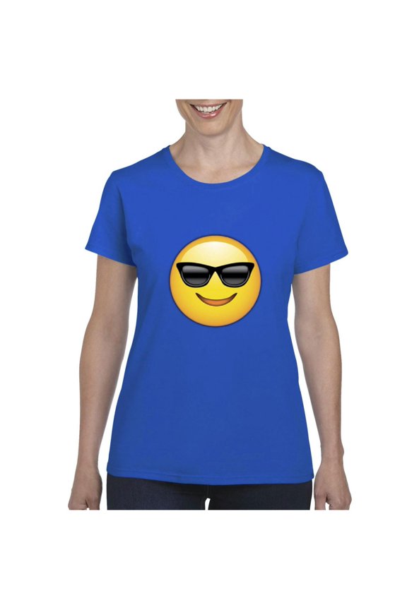 Women's T-Shirt Short Sleeve - Emoji with Sunglasses
