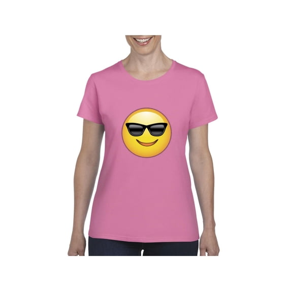 Women's T-Shirt Short Sleeve - Emoji with Sunglasses