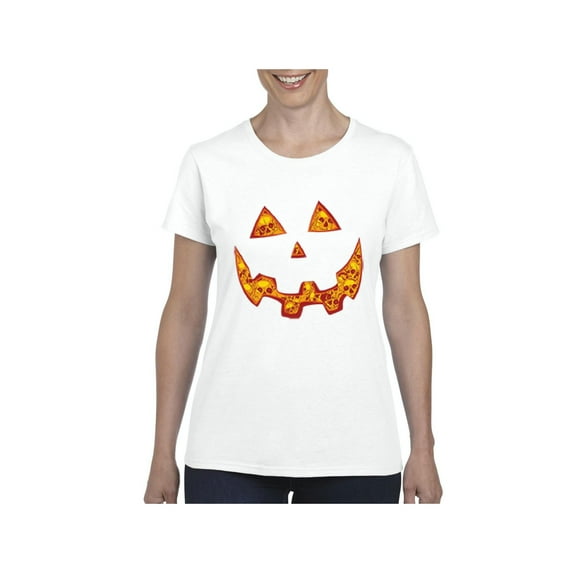 Women's T-Shirt Short Sleeve - Halloween Costume Pumpkin Face