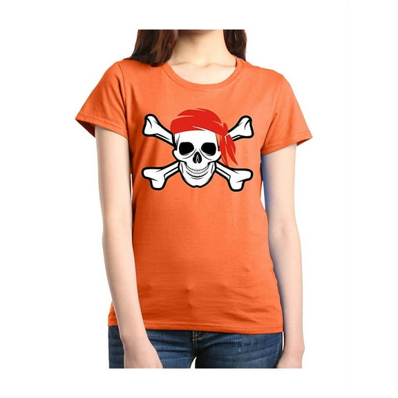 Women's T-Shirt Short Sleeve - Jolly Roger Skull & Crossbones