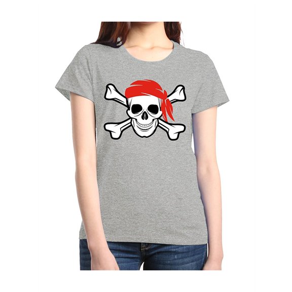 Women's T-Shirt Short Sleeve - Jolly Roger Skull & Crossbones