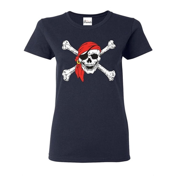 Women's T-Shirt Short Sleeve - Jolly Roger Skull & Crossbones
