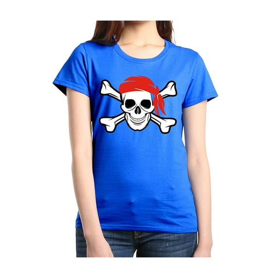 Women's T-Shirt Short Sleeve - Jolly Roger Skull & Crossbones
