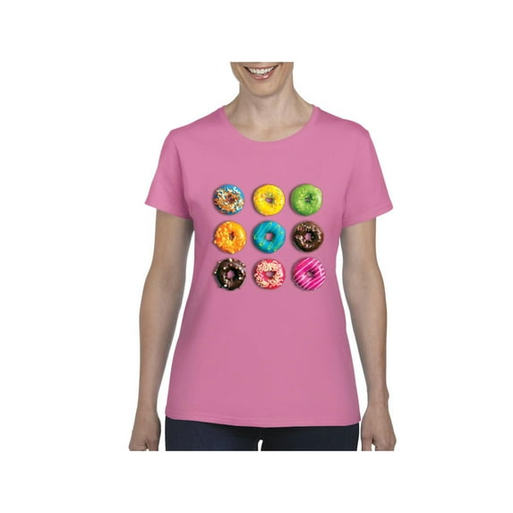Women's T-Shirt Short Sleeve - Love Food Donuts Doughnuts