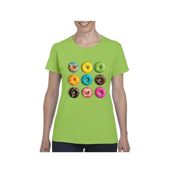 Women's T-Shirt Short Sleeve - Love Food Donuts Doughnuts