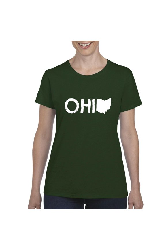 Women's T-Shirt Short Sleeve - Ohio Map