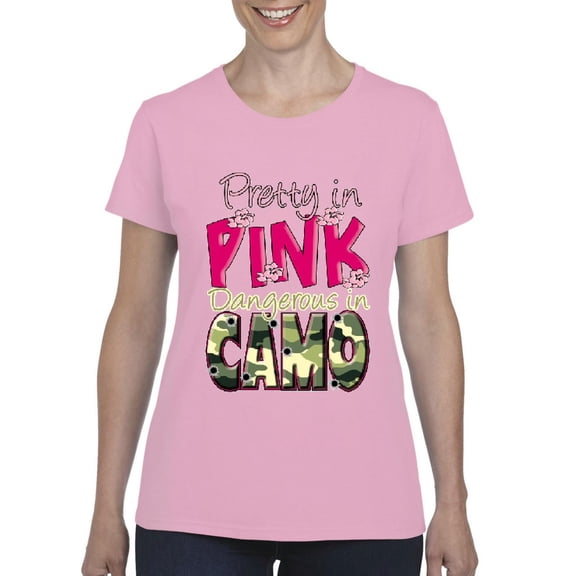 Women's T-Shirt Short Sleeve - Pretty in Pink Dangerous in Camo