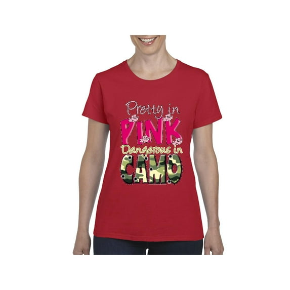 Women's T-Shirt Short Sleeve - Pretty in Pink Dangerous in Camo
