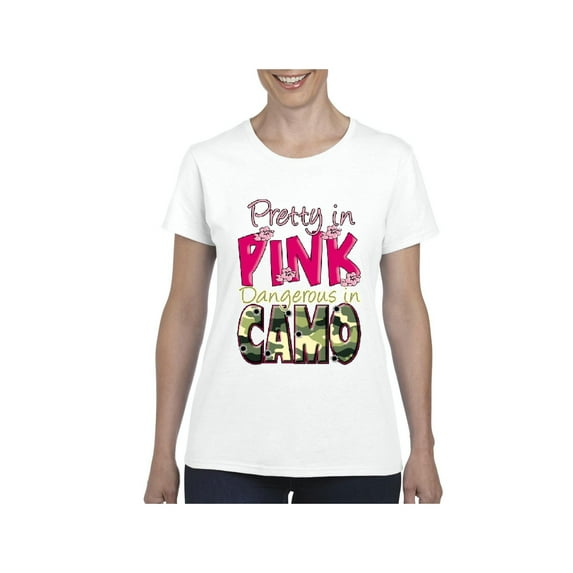 Women's T-Shirt Short Sleeve - Pretty in Pink Dangerous in Camo