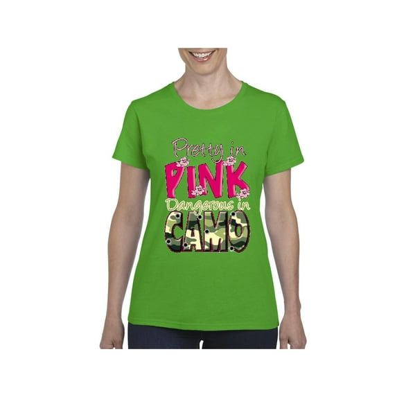Women's T-Shirt Short Sleeve - Pretty in Pink Dangerous in Camo